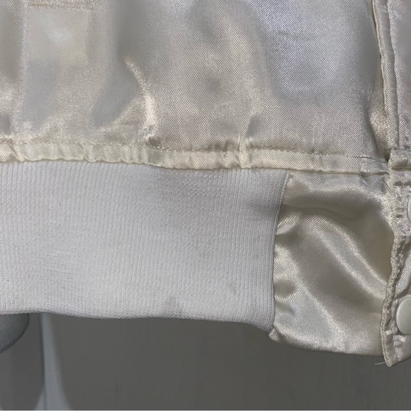 Vtg Kids 16 or Ladies Small White satin bomber Jacket Disney Mickey Minnie Mouse - Picture 4 of 12